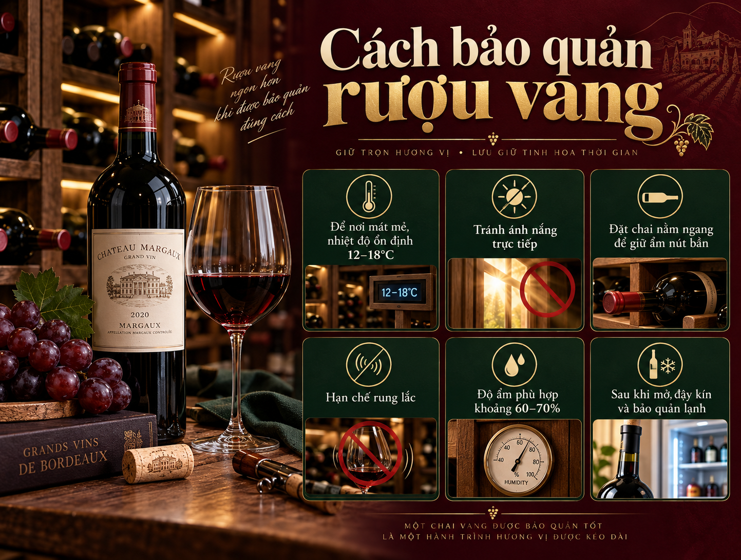 Cách bảo quản rượu vang Pháp nhập khẩu