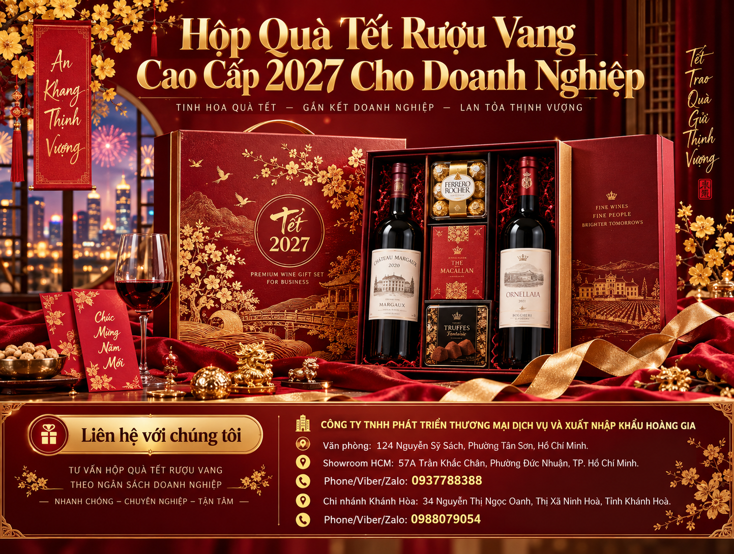 Hộp Quà Tết Rượu Vang Cao Cấp 2027 Cho Doanh Nghiệp