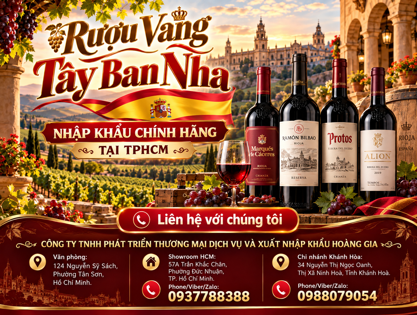 Rượu Vang Tây Ban Nha Nhập Khẩu Chính Hãng Tại TPHCM