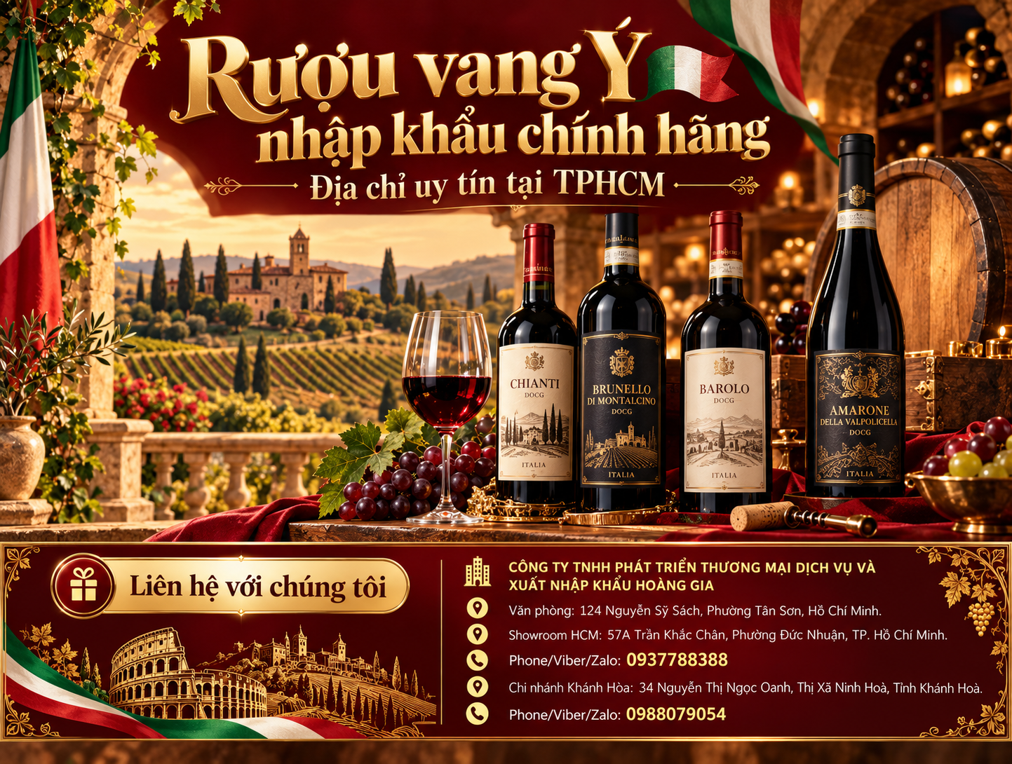Rượu vang Ý nhập khẩu chính hãng – Địa chỉ uy tín tại TPHCM