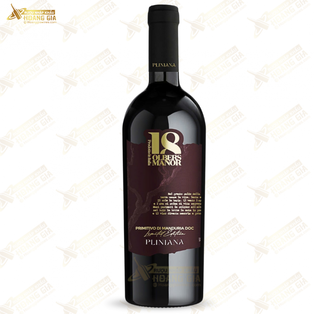 Vang đỏ Ý Pliniana 18 Olbers Manor 