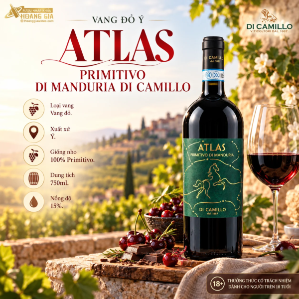 Atlas Primitivo di Manduria Di Camillo – Vang Ý vùng Puglia